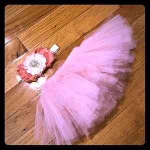 Infant baby girl tutu and matching headband